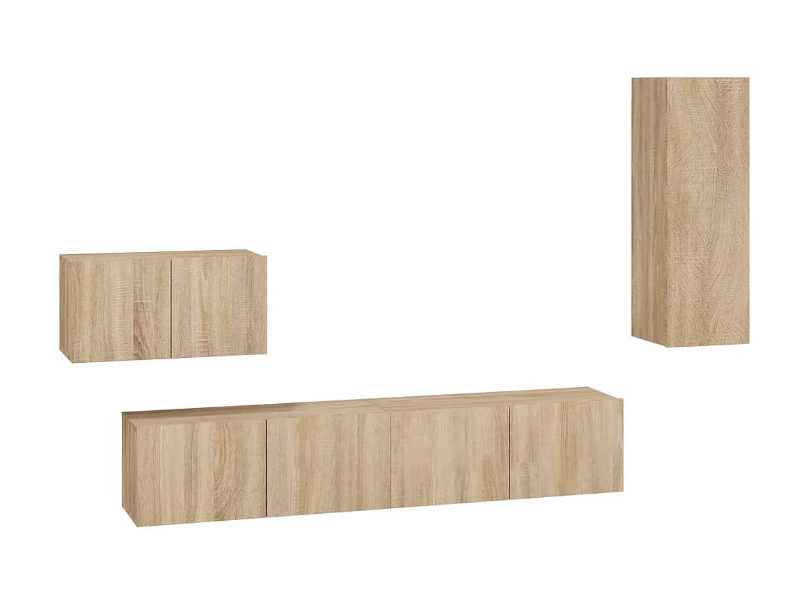 4-tlg. TV-Schrank-Set,TV-Möbel Sonoma-Eiche Holzwerkstoff -gkd28602