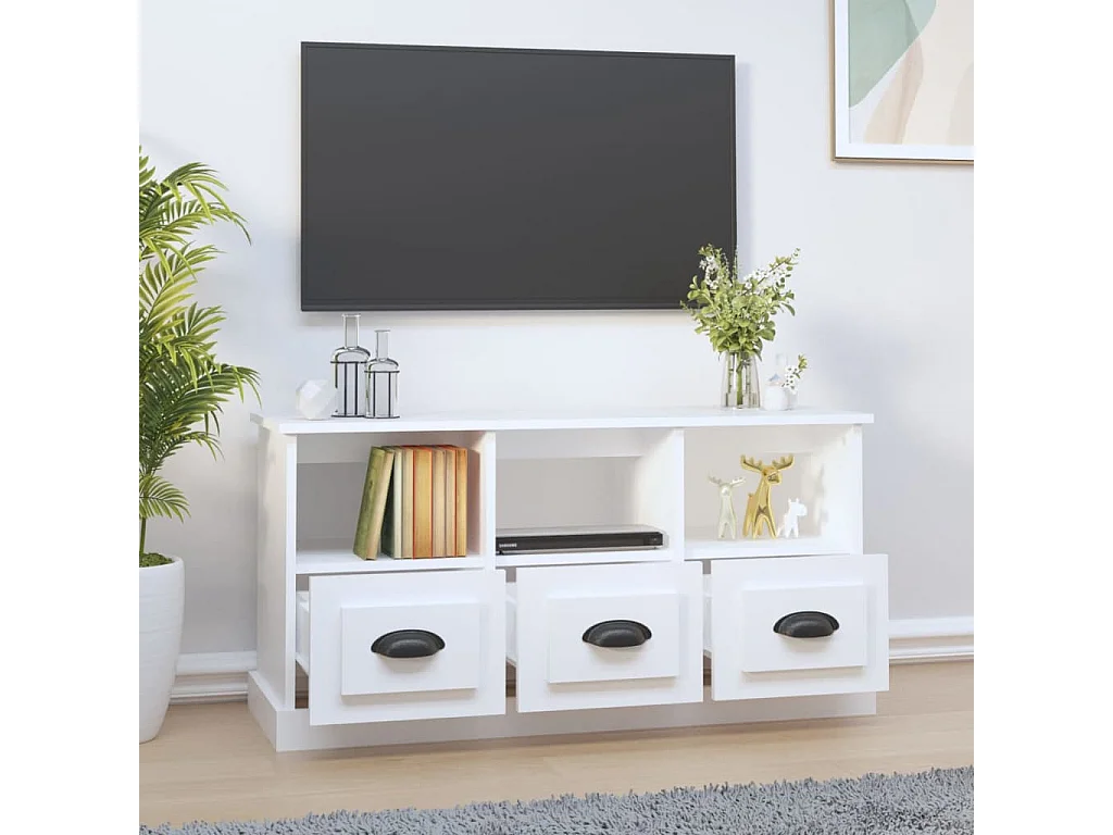 Meuble TV Blanc 100x35x50 cm bois d'ingénierie BE71509