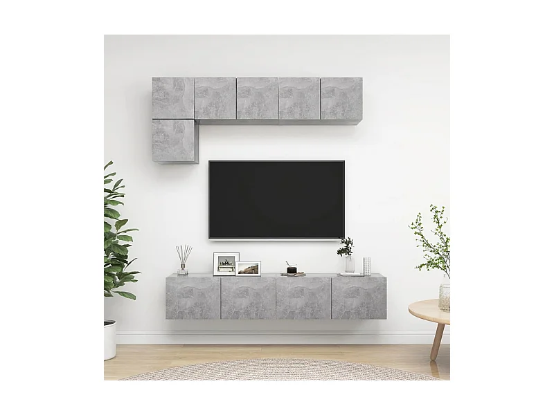 5-delige Tv-meubelset bewerkt hout betongrijs NL709575