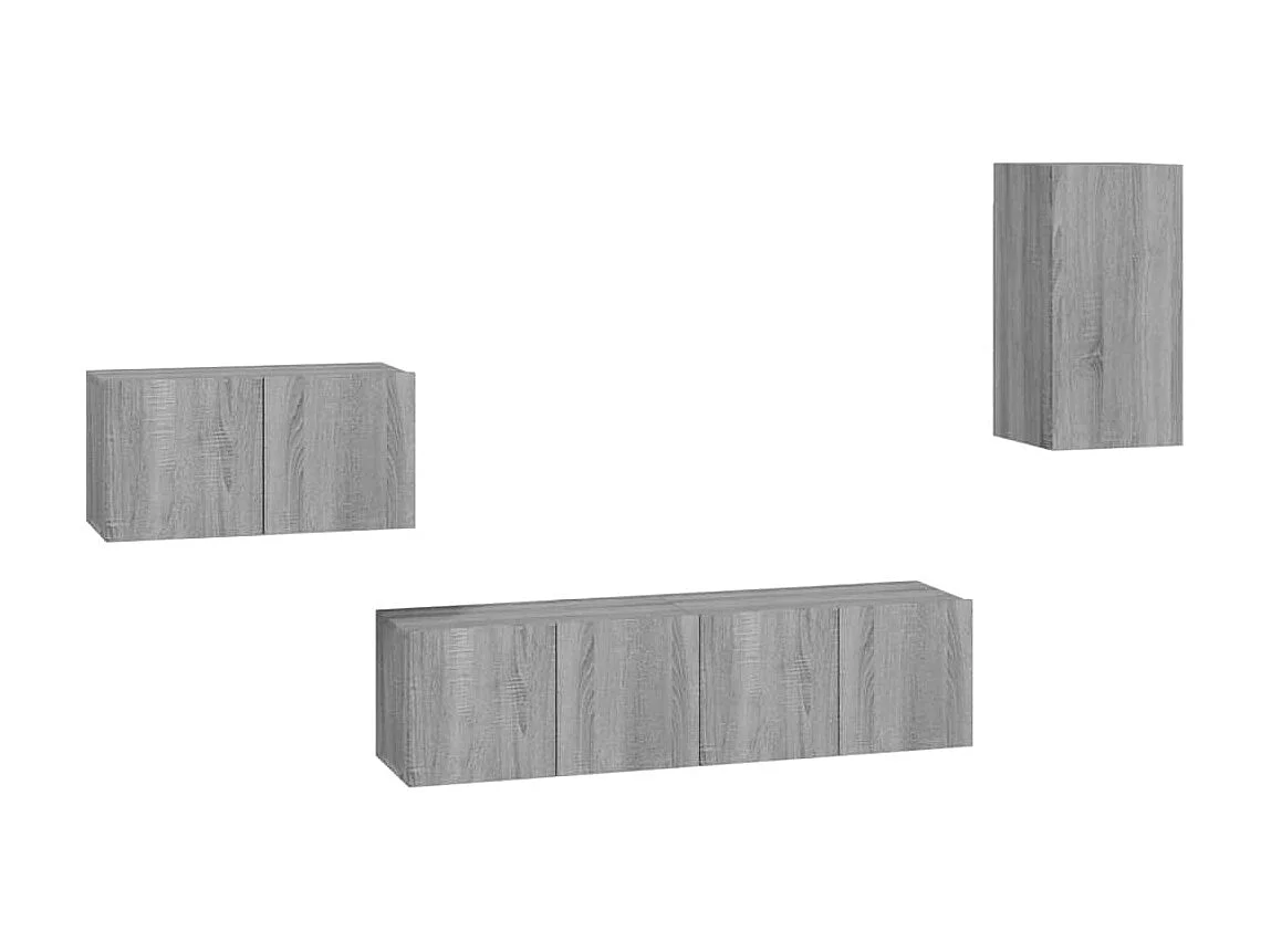 Set de muebles para TV 4 pzas madera contrachapada gris Sonoma ES22703