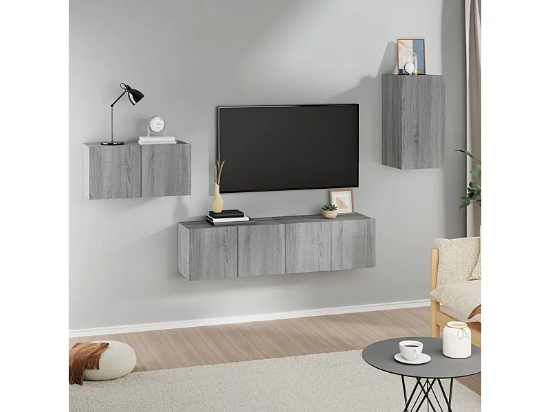 Meubles TV 4 pcs Sonoma gris Bois d'ingénierie BE31391