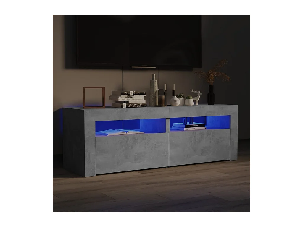 Meuble TV avec lumières LED gris béton 120x35x40 cm BE48708