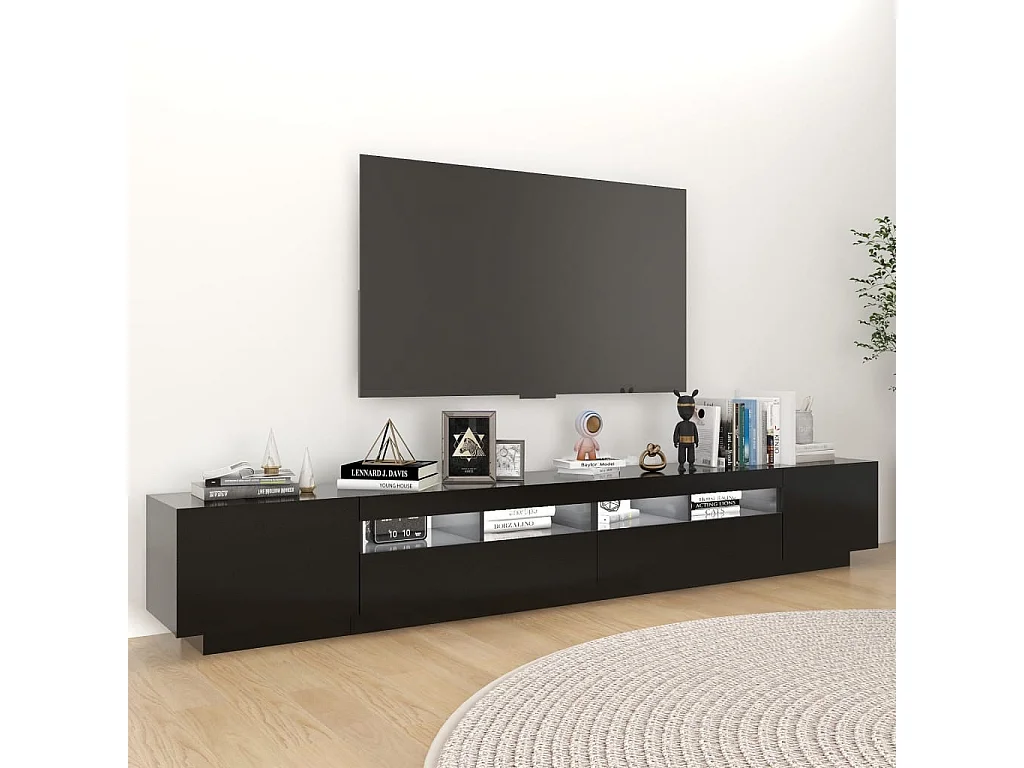 Meuble TV avec lumières LED Noir 260x35x40 cm BE57990