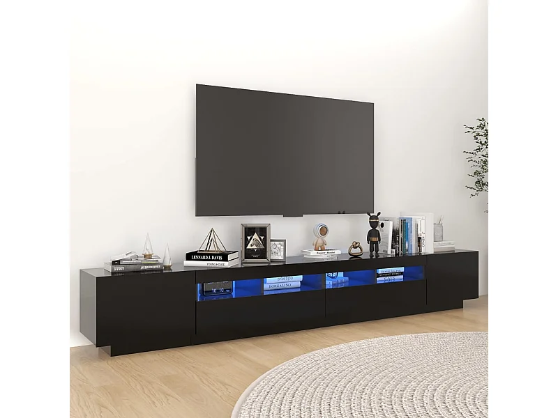 Meuble TV avec lumières LED Noir 260x35x40 cm BE57990
