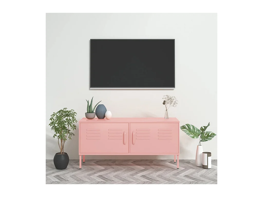 Meuble TV Rose 105x35x50 cm Acier BE43464