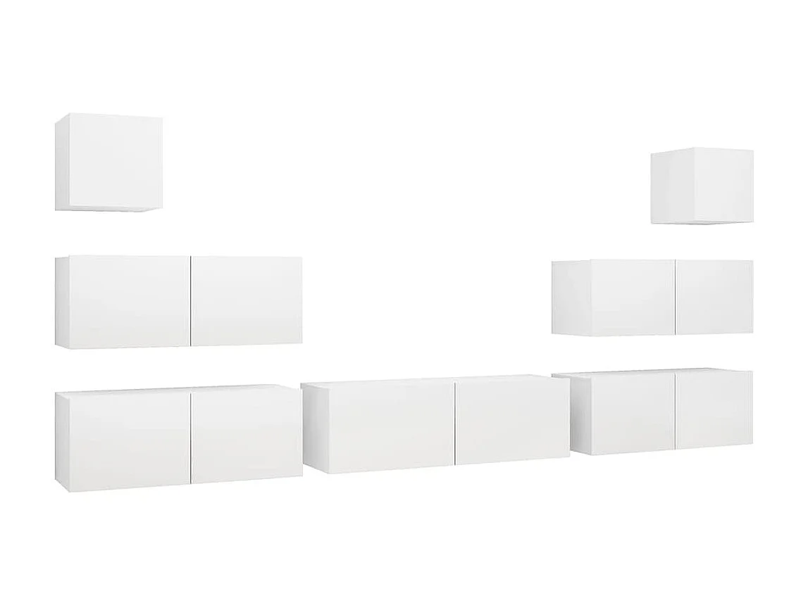 7-tlg. TV-Schrank-Set,TV-Möbel Weiß Holzwerkstoff -gkd922341