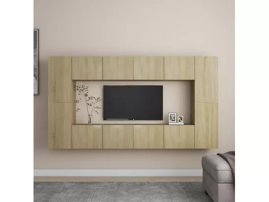 Kauf Unique 8-tlg. TV-Schrank-Set,TV-Möbel Sonoma-Eiche Holzwerkstoff -gkd923921