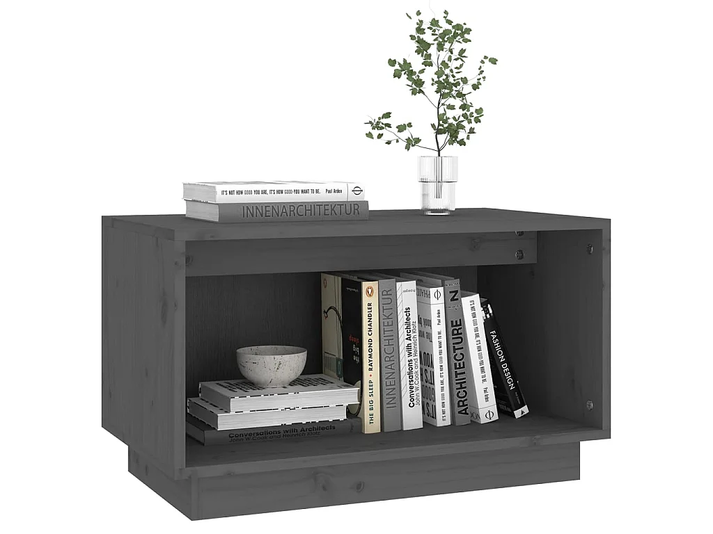 Meuble TV Gris 60x35x35 cm Bois de pin massif BE16286