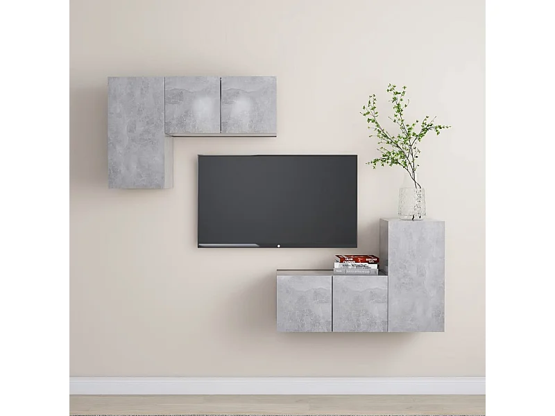 Set di Mobili Porta TV | Armadietti TV 4 pz Grigio Cemento in Legno Multistrato