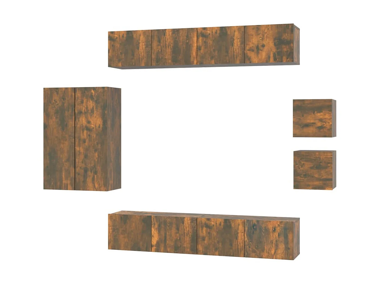 8-tlg. TV-Schrank-Set,TV-Möbel Räuchereiche Holzwerkstoff -gkd321259