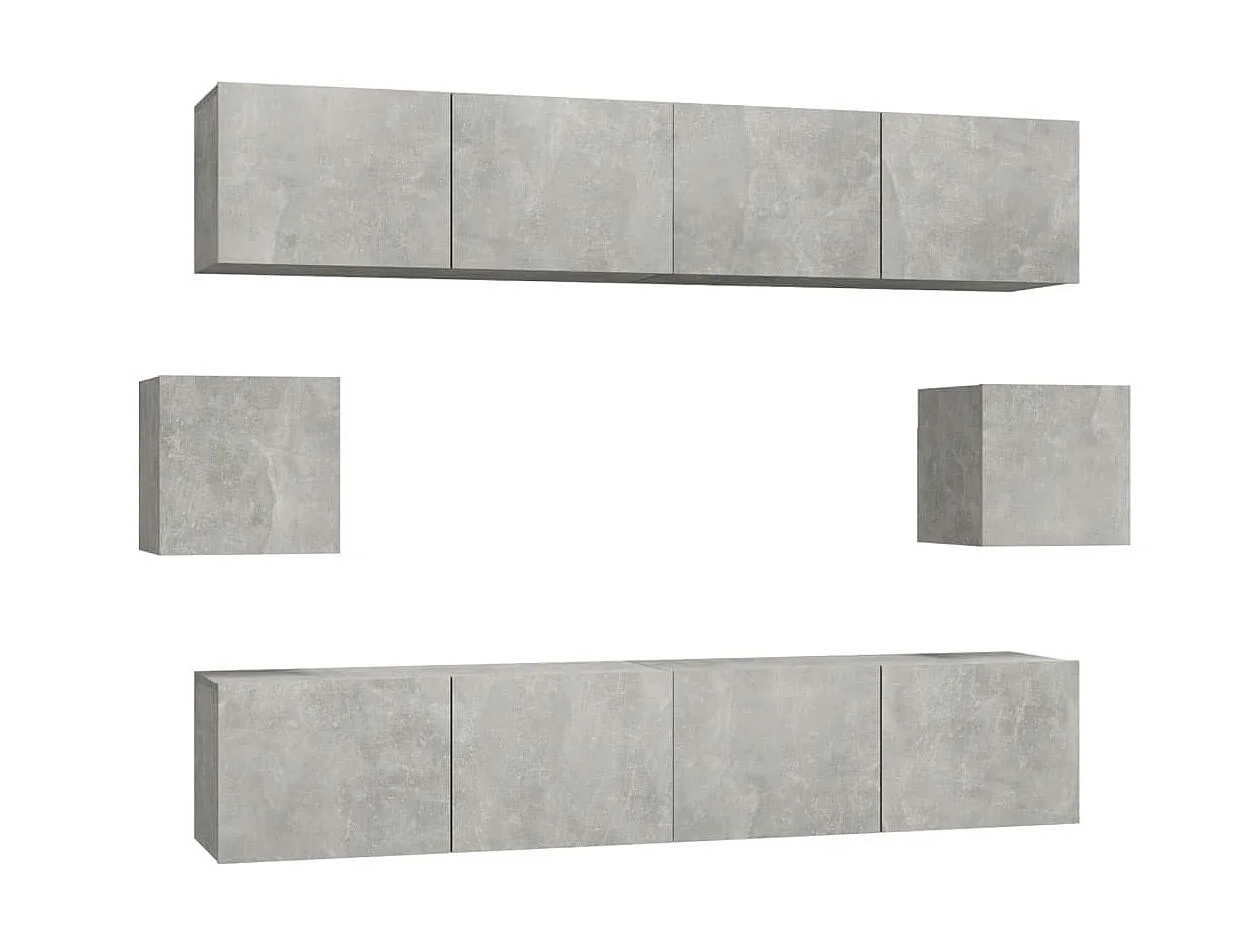 Set di Mobili Porta TV | Armadietti TV 6 pz Grigio Cemento in Legno Multistrato