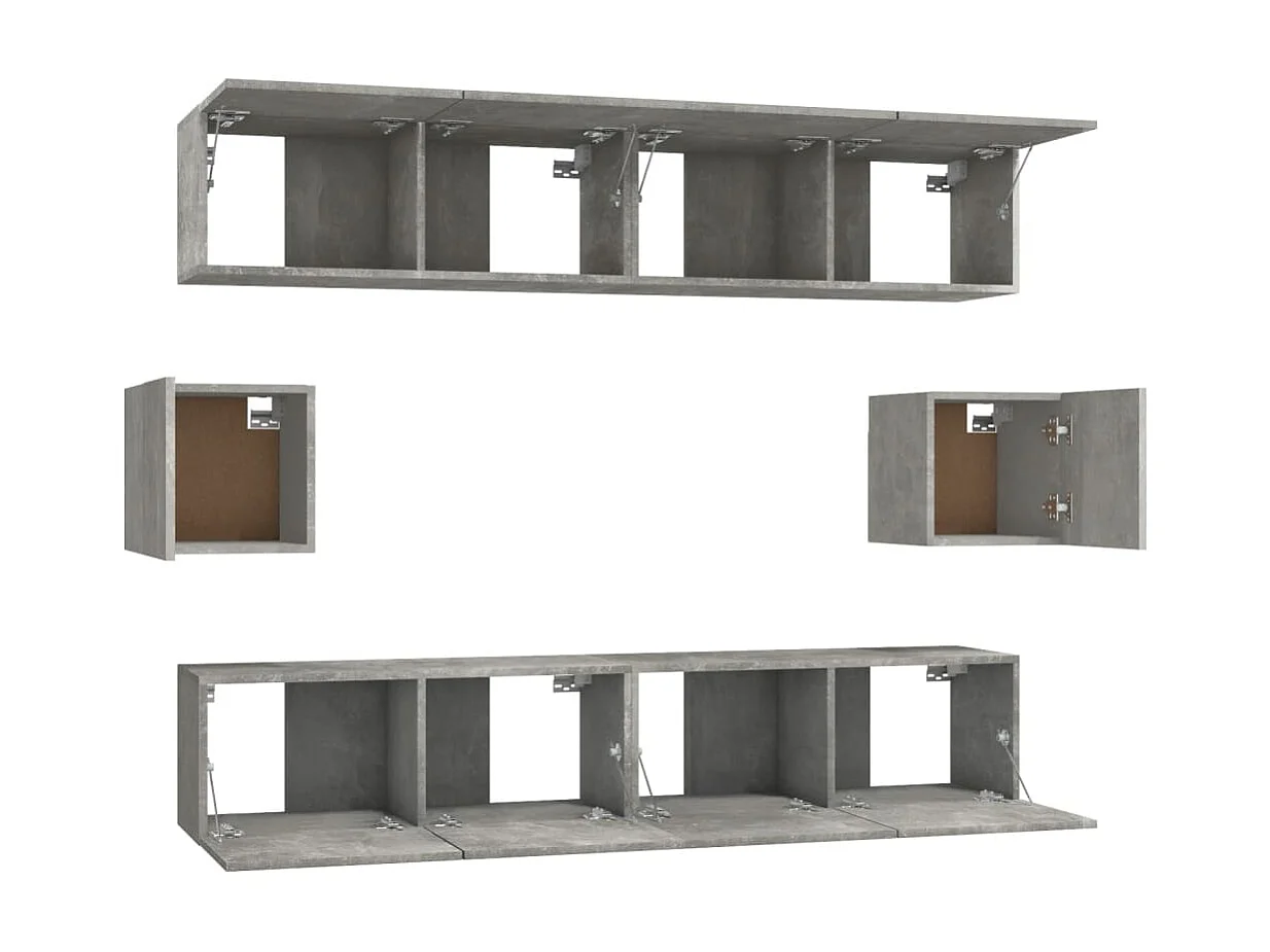 Set di Mobili Porta TV | Armadietti TV 6 pz Grigio Cemento in Legno Multistrato