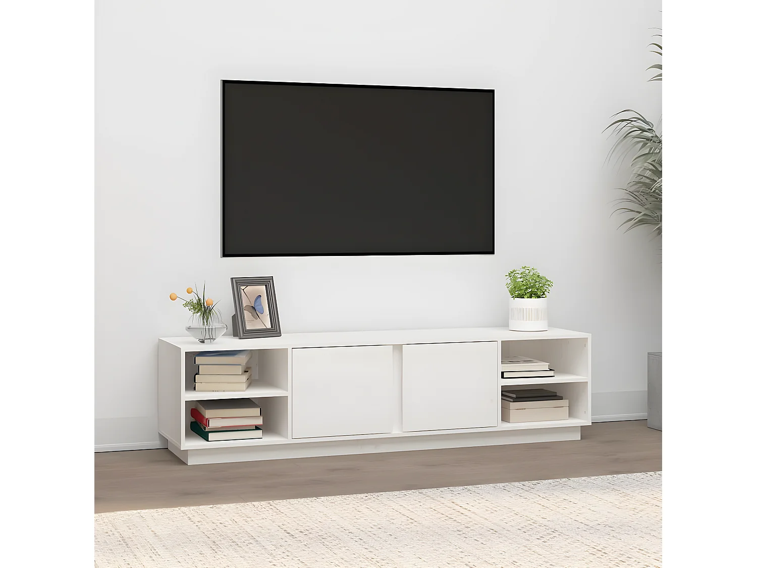 TV-Schrank,TV-Möbel Weiß 156x40x40 cm Massivholz Kiefer -gkd466471