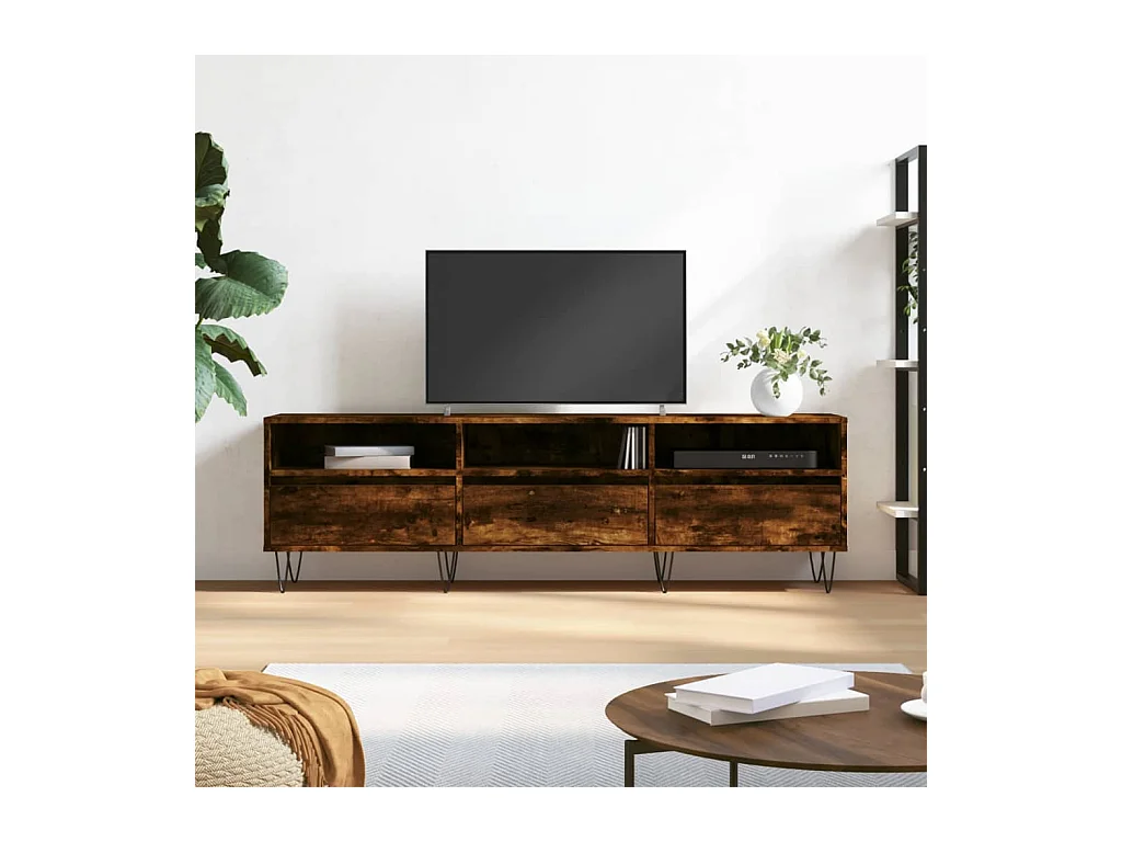 Tv-meubel | Tv-Bank | TV-kast150x30x44,5 cm bewerkt hout gerookt eikenkleurig
