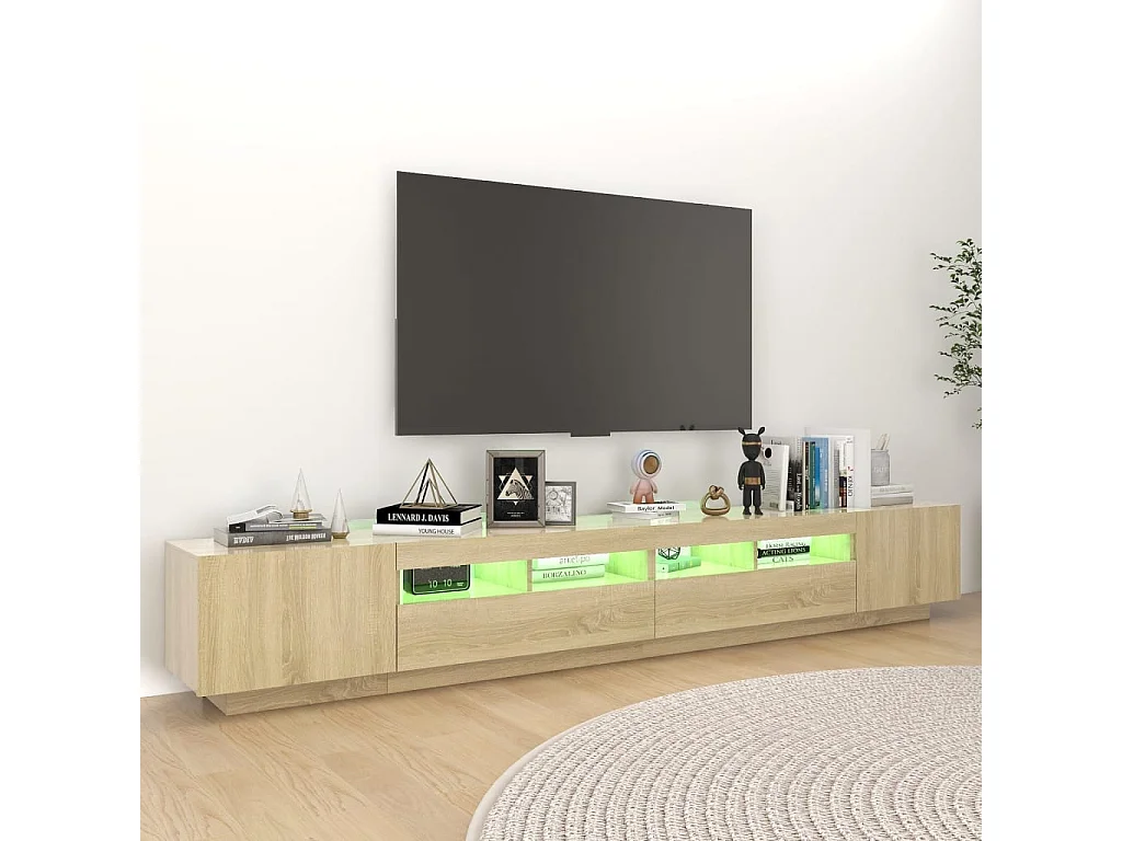 Meuble TV avec lumières LED Chêne sonoma 260x35x40 cm BE58932