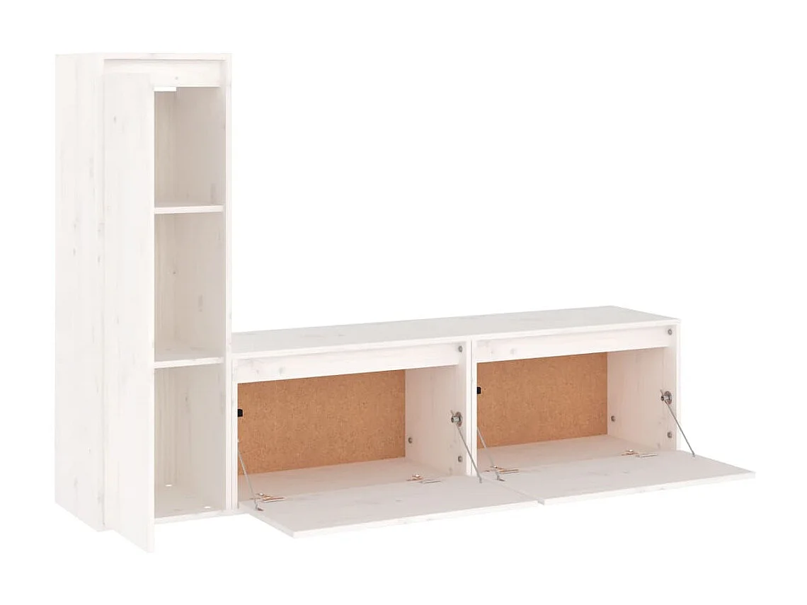Tv-meubelen 3 st massief grenenhout wit NL848654
