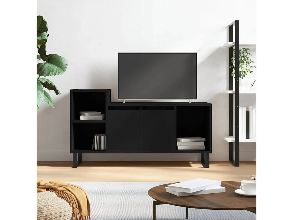 Tv-meubel 100x35x55 cm bewerkt hout zwart NL285675