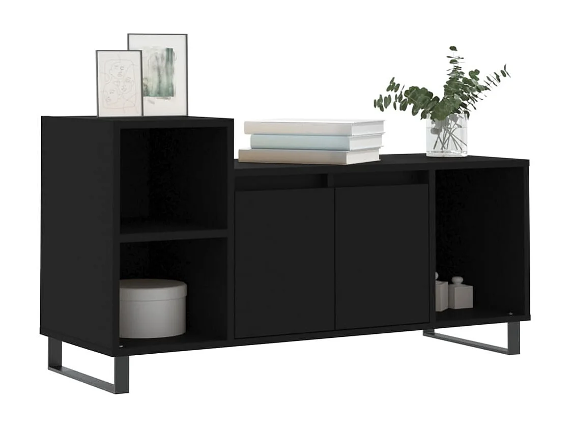 Tv-meubel 100x35x55 cm bewerkt hout zwart NL285675