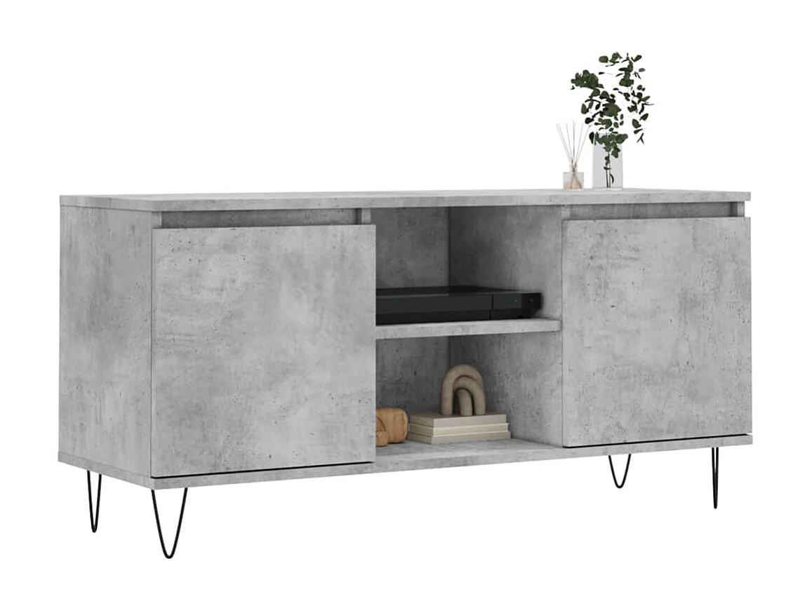 Meuble TV BEis béton 104x35x50 cm bois d'ingénierie BE92626