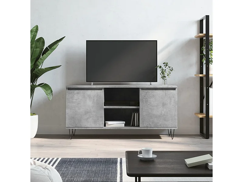 Mobile Porta TV | Armadietto TV Grigio Cemento 104x35x50cm in Legno Multistrato