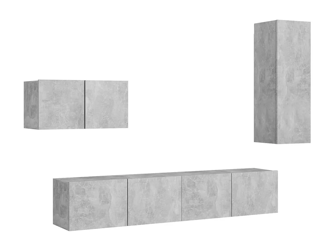 Set Muebles para TV TV 4 pzas madera ingeniería gris hormigón ES43523