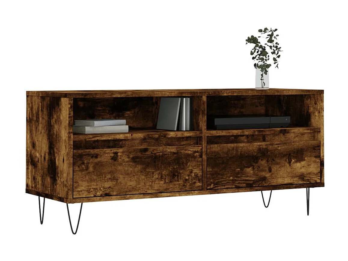 Meuble TV chêne fumé 100x34,5x44,5 cm bois d'ingénierie BE64110