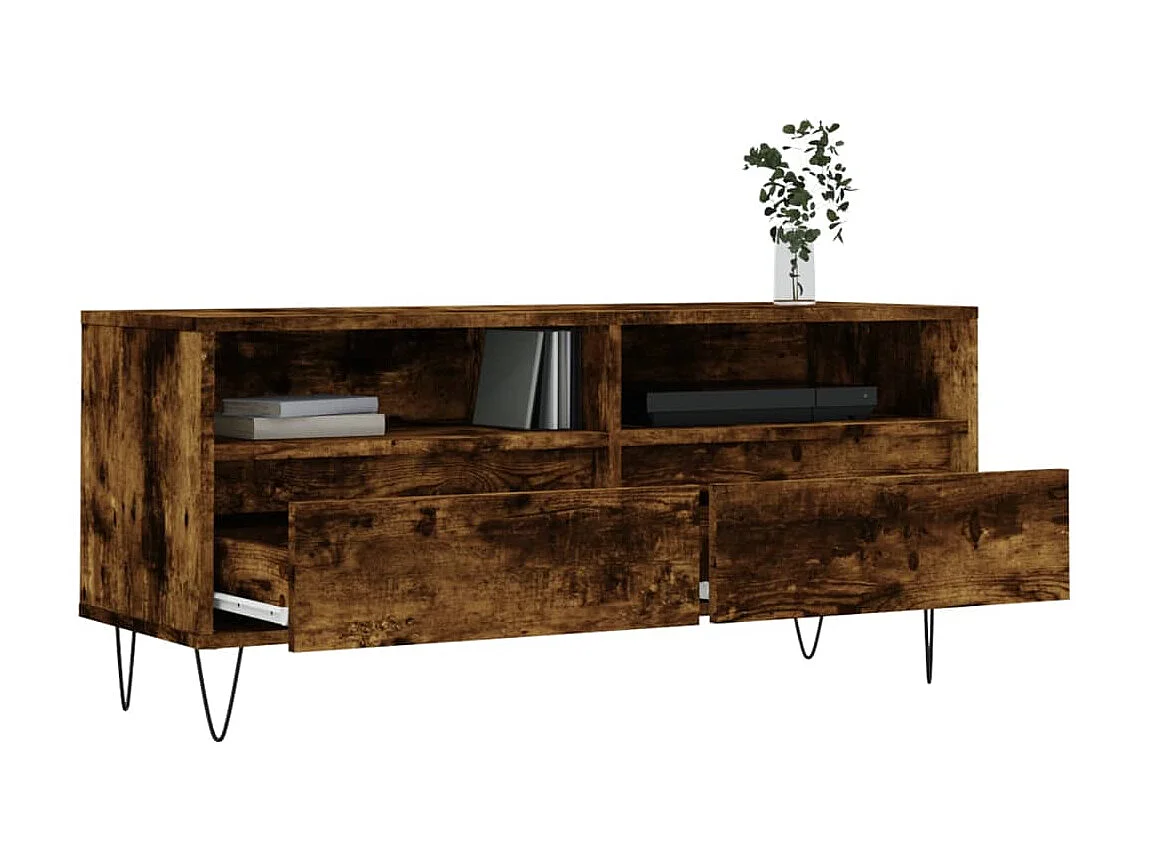Meuble TV chêne fumé 100x34,5x44,5 cm bois d'ingénierie BE64110