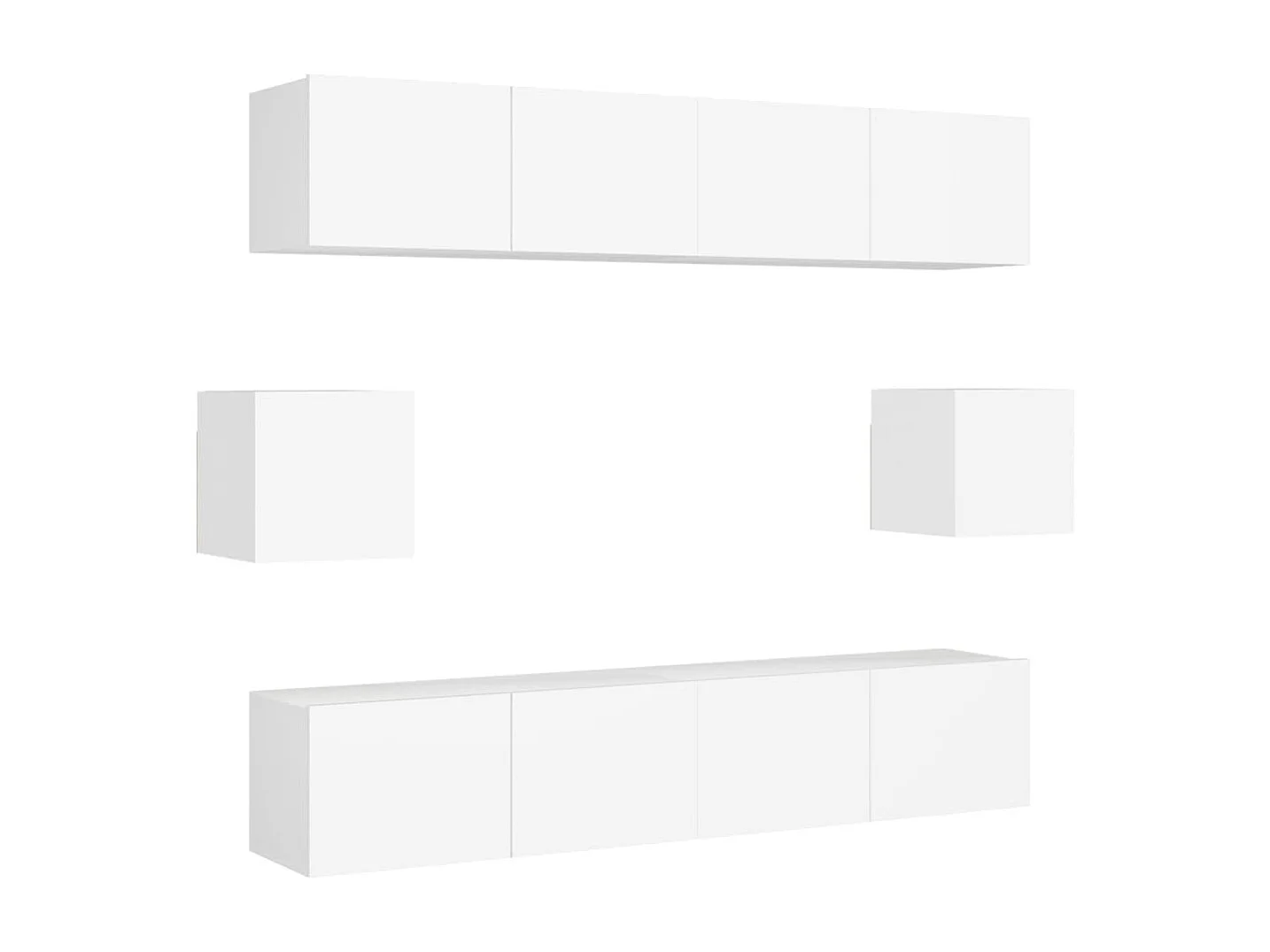 Meubles TV 6 pcs Blanc Aggloméré BE10132