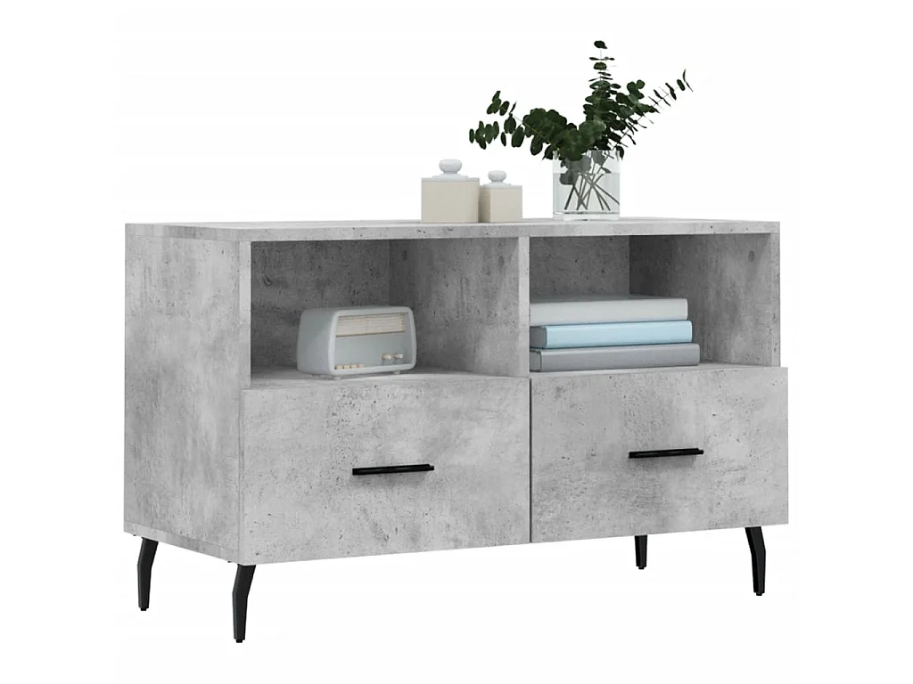 Meuble TV BEis béton 80x36x50 cm Bois d'ingénierie BE77087