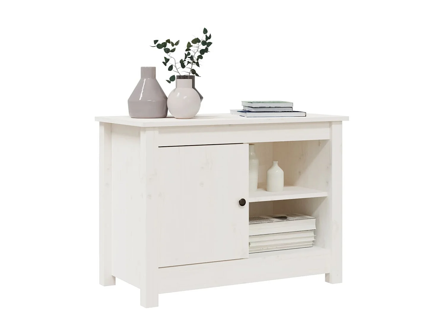 Móvel de TV 70x36,5x52 cm madeira de pinho maciça branco PT183204