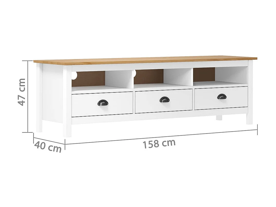 TV-Schrank,TV-Möbel Hill Weiß 158x40x47 cm Massivholz Kiefer -gkd258877