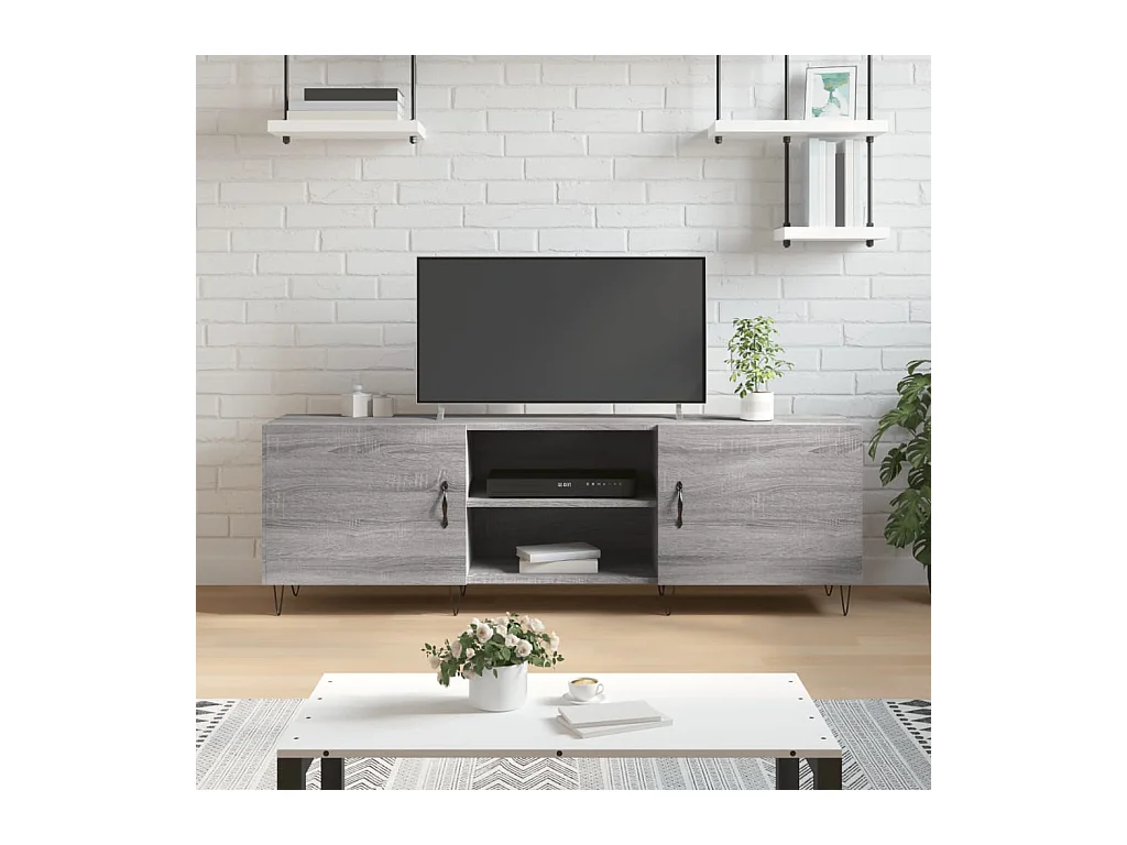 Tv-meubel 150x30x50 cm bewerkt hout grijs sonoma eikenkleurig NL103607