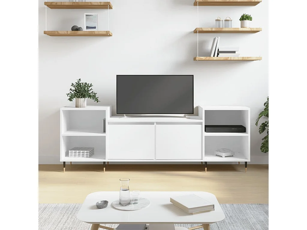 Meuble TV Blanc 160x35x55 cm Bois d'ingénierie BE7267