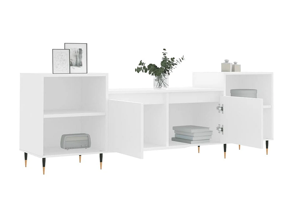 Meuble TV Blanc 160x35x55 cm Bois d'ingénierie BE7267