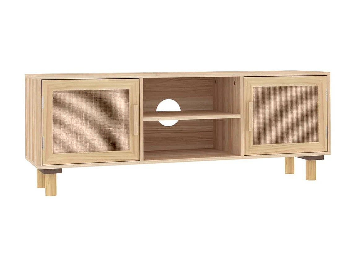 TV-Schrank,TV-Möbel Braun 105x30x40 cm Massivholz Kiefer Natur-Rattan -gkd776576