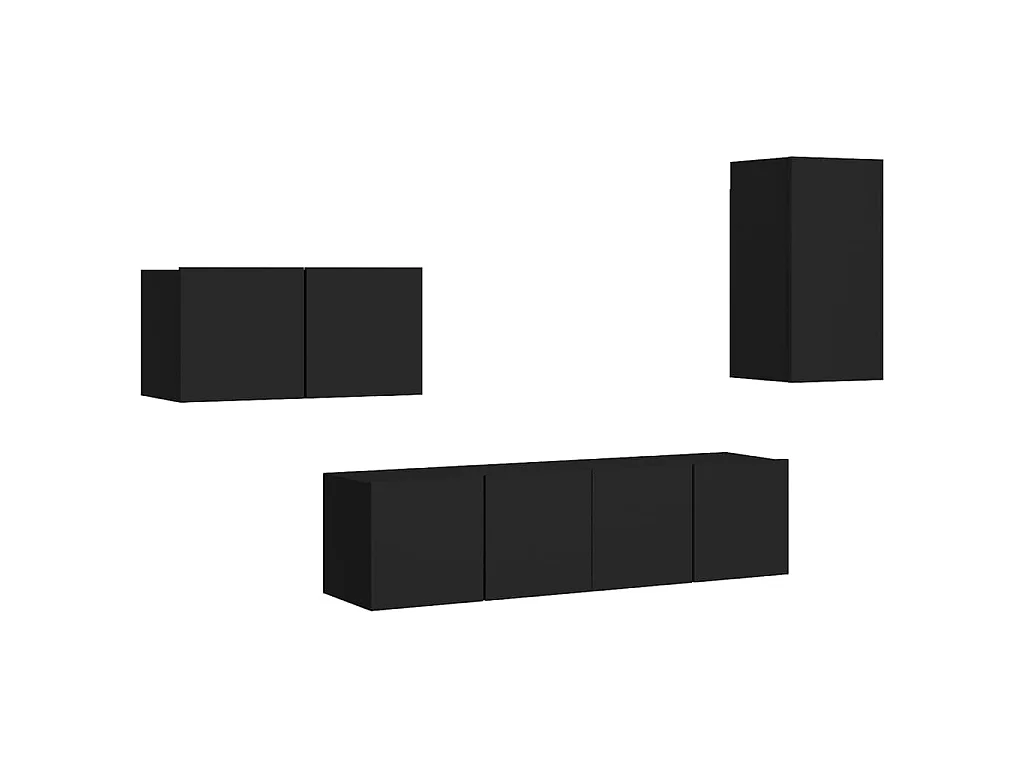 Meubles TV 4 pcs Noir Aggloméré BE84538