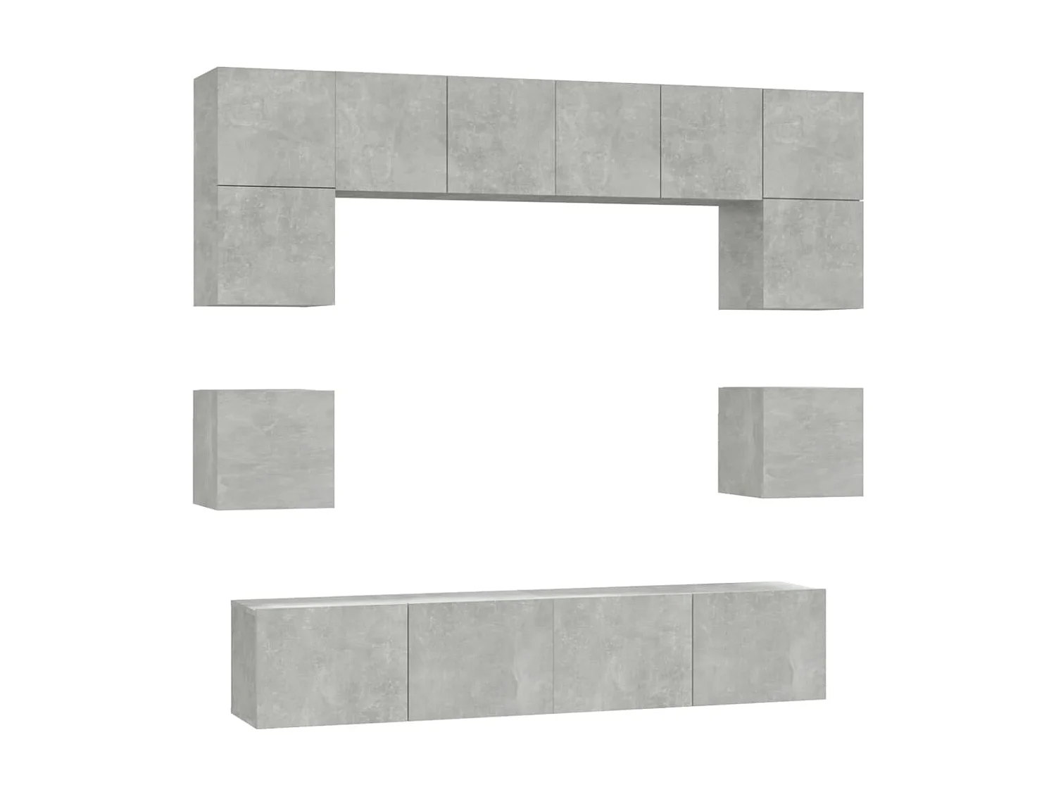 Set Mobili Porta TV | Armadietti TV 8pz Grigio Cemento in Legno Multistrato