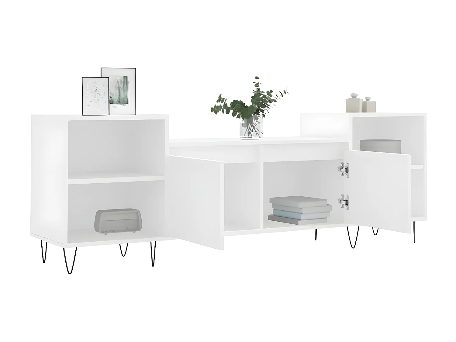 Meuble TV Moderne Blanc 160x35x55 cm Bois d'ingénierie BE1880