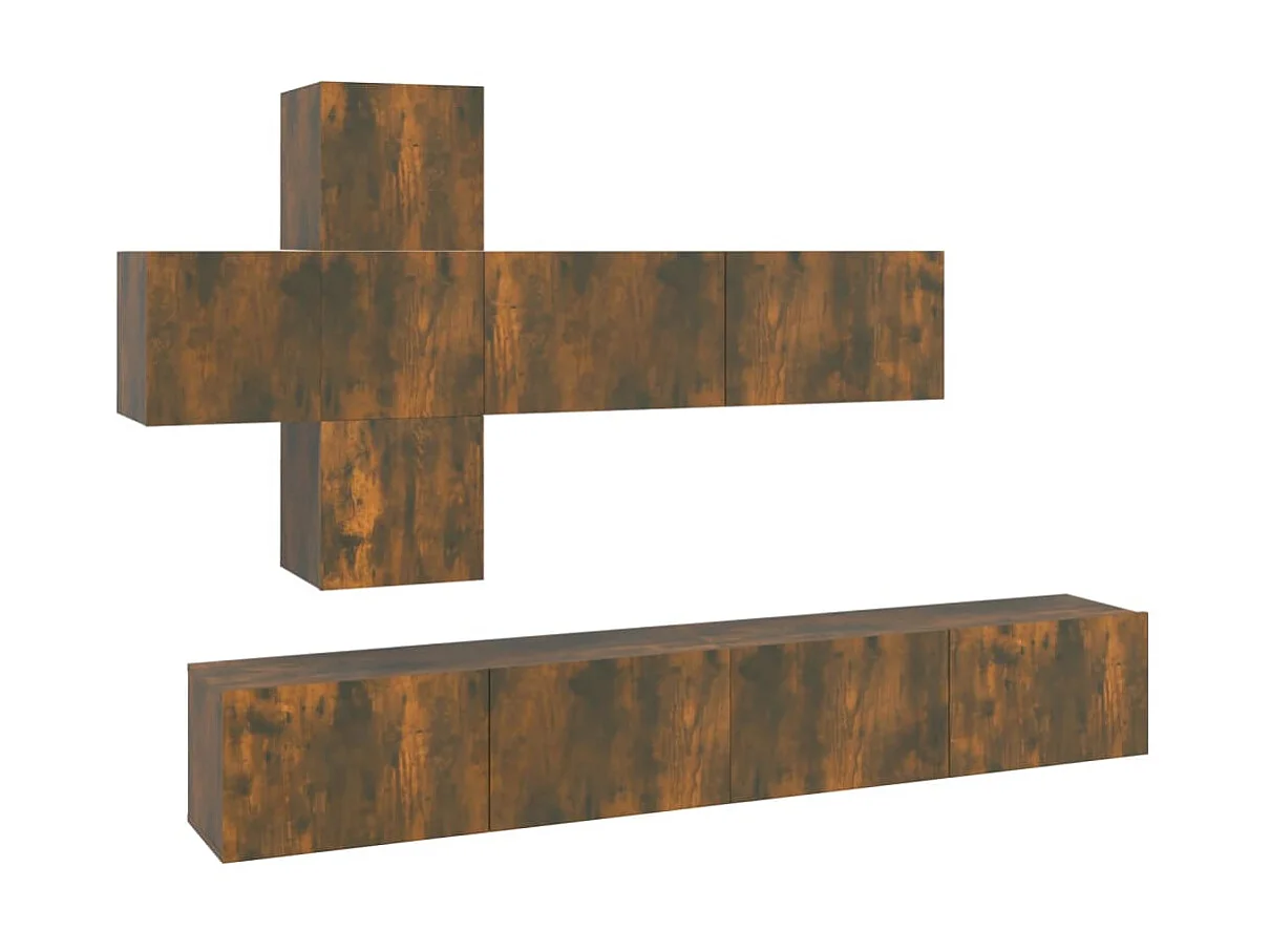 7-tlg. TV-Schrank-Set,TV-Möbel Räuchereiche Holzwerkstoff -gkd349325