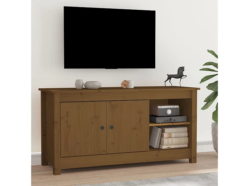 Meuble TV Marron miel 103x36,5x52 cm Bois de pin massif BE54805