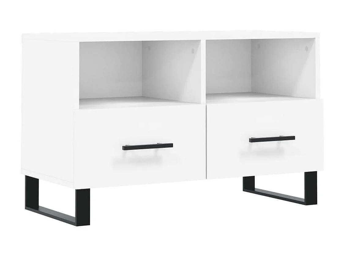 Meuble TV Blanc 80x36x50 cm Bois d'ingénierie BE12546