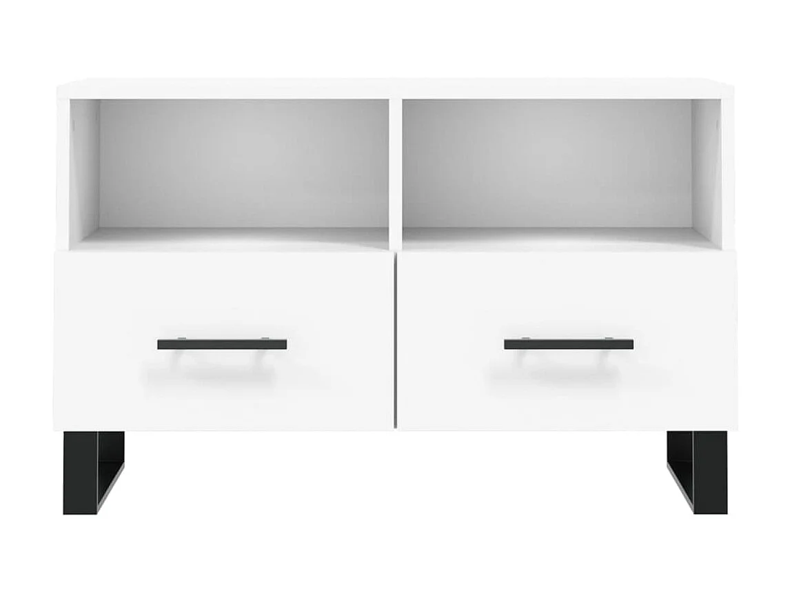 Meuble TV Blanc 80x36x50 cm Bois d'ingénierie BE12546