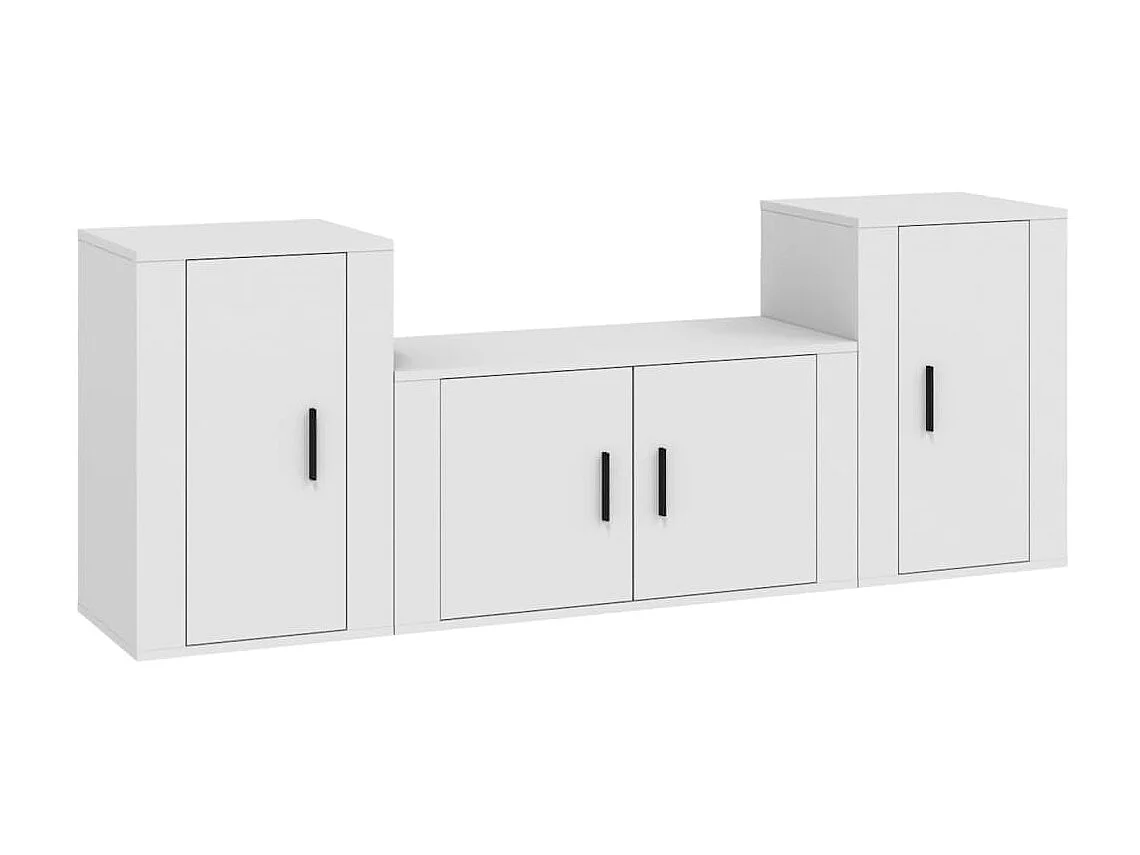 Meubles TV 3 pcs Blanc Bois d'ingénierie BE77743