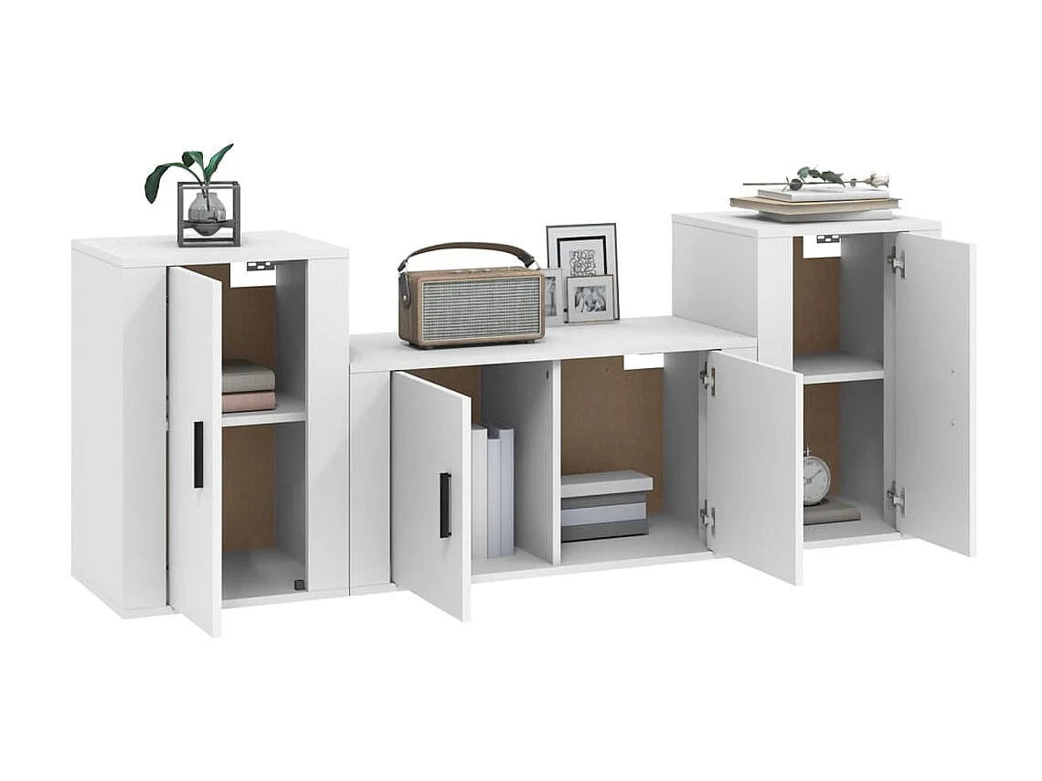 Meubles TV 3 pcs Blanc Bois d'ingénierie BE77743