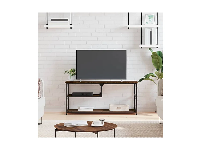 TV-Schrank,TV-Möbel Braun Eichen-Optik 103x38x46,5cm Holzwerkstoff Stahl -gkd810337