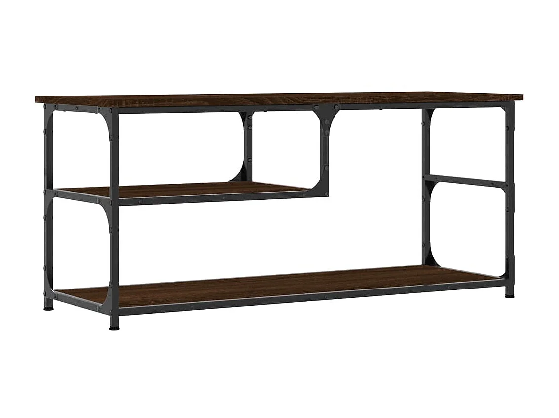Meuble TV chêne marron 103x38x46,5cm bois d'ingénierie et acier BE87839