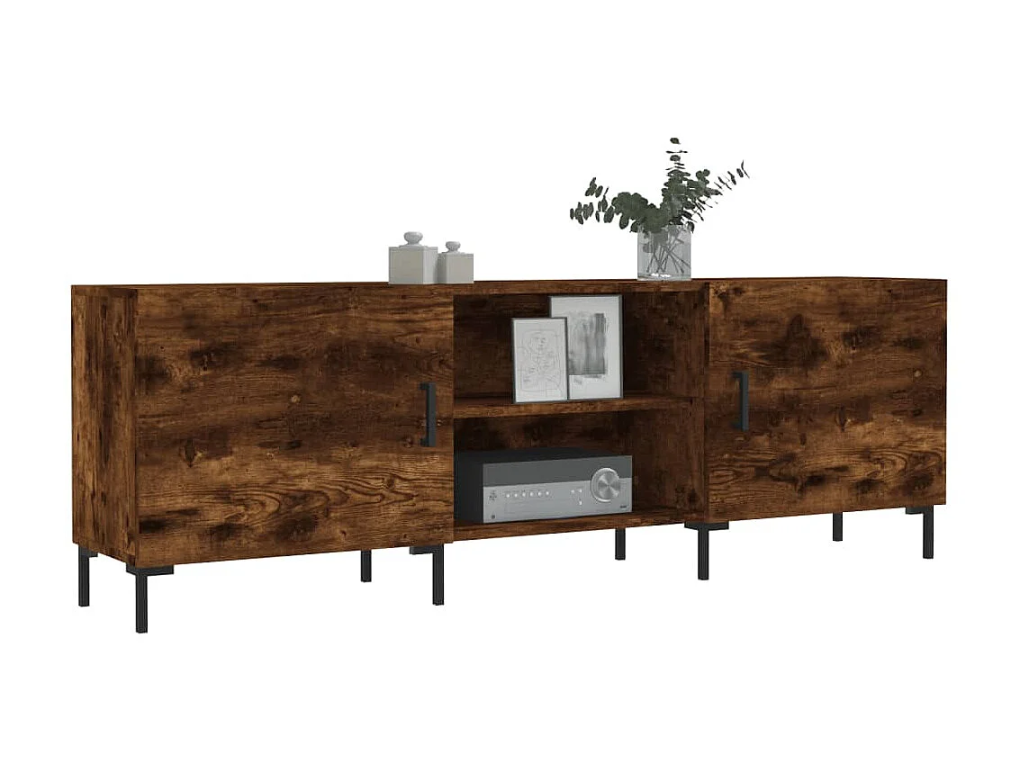 Meuble TV chêne fumé 150x30x50 cm bois d'ingénierie BE40398
