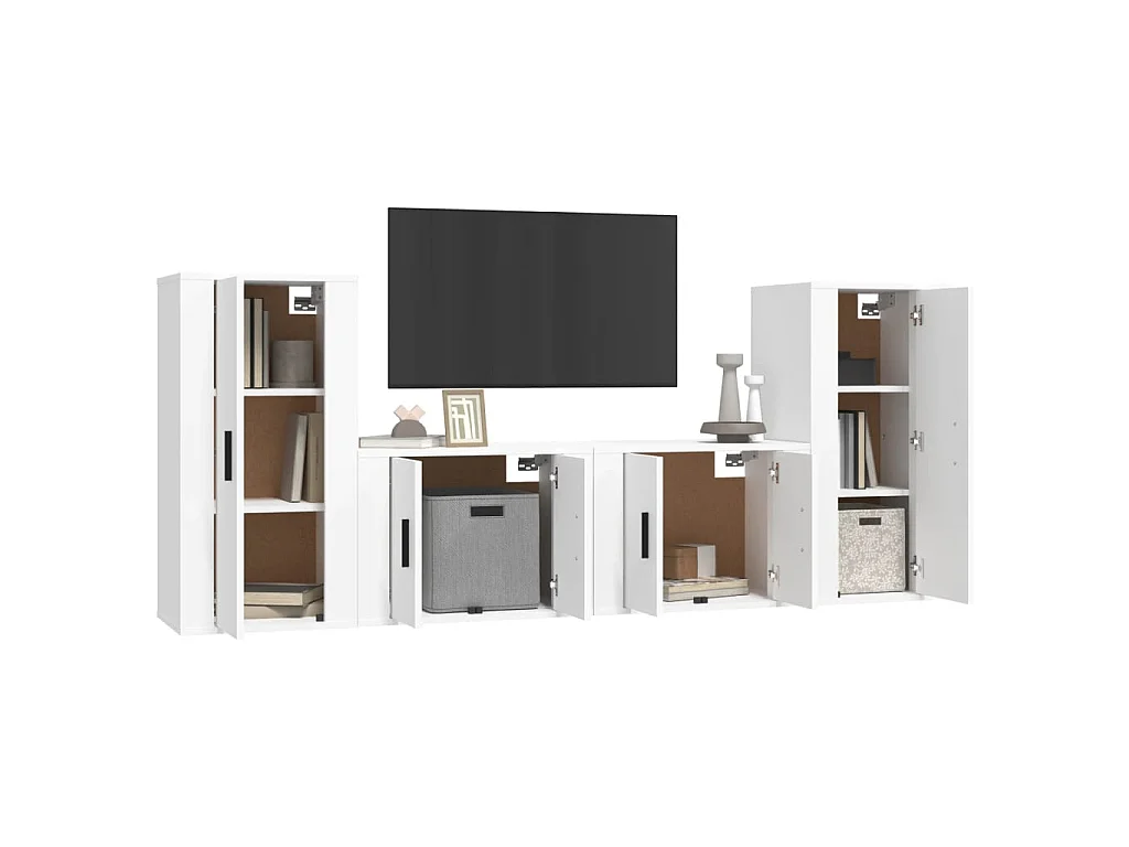 Meubles TV 4 pcs Blanc Bois d'ingénierie BE48713