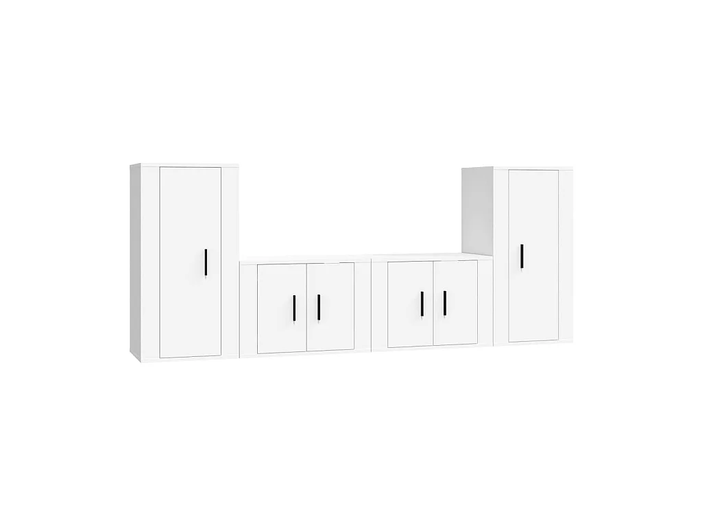 4-delige Tv-meubelset bewerkt hout wit NL107698