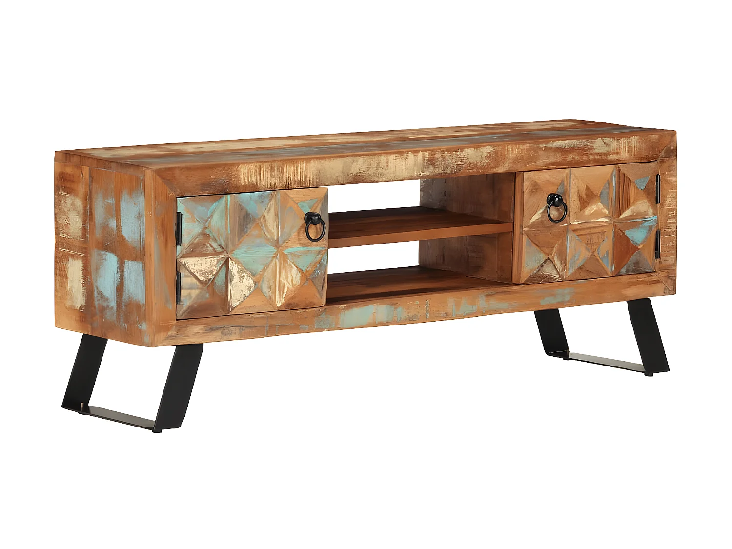 Meuble TV Moderne 112x30x45 cm bois massif de récupération BE2211